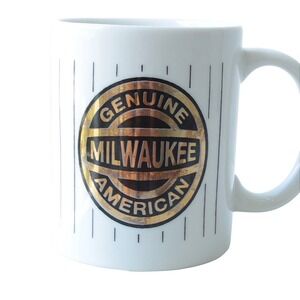 Vintage Milwaukee American Genuine Beer Coffee Mug White With Gold Trim